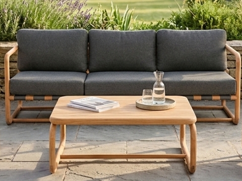 AppleBee Apple Bee Dolce Lounge-Set 2 Teak inkl. Kissen grau ca. 210x190cm