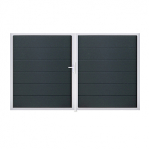 Groja BasicLine Steckzaun Doppeltor DIN Rechts Sonderbreite H:180cm anthrazitgrau EV1