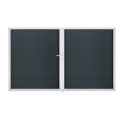 Groja BasicLine Steckzaun Doppeltor DIN Rechts Sonderbreite H:180cm anthrazitgrau EV1