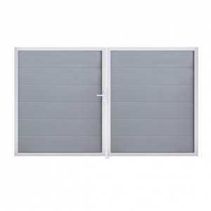 Groja BasicLine Steckzaun Doppeltor DIN Rechts Sonderbreite H:180cm silbergrau EV1
