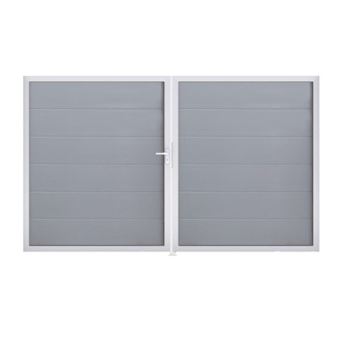 Groja BasicLine Steckzaun Doppeltor DIN Rechts Sonderbreite H:180cm silbergrau EV1