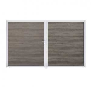 Groja BasicLine Steckzaun Doppeltor DIN Rechts Sonderbreite H:180cm Monument Oak  EV1