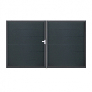 Groja BasicLine Steckzaun Doppeltor DIN Rechts Sonderbreite H:180cm anthrazitgrau DB703
