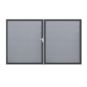 Groja BasicLine Steckzaun Doppeltor DIN Rechts Sonderbreite H:180cm silbergrau DB703