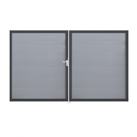 Groja BasicLine Steckzaun Doppeltor DIN Rechts Sonderbreite H:180cm silbergrau DB703