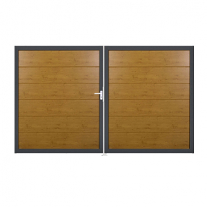 Groja BasicLine Steckzaun Doppeltor DIN Rechts Sonderbreite H:180cm Asteiche natur DB703