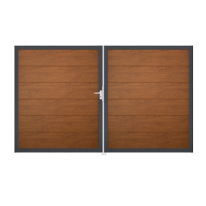 Groja BasicLine Steckzaun Doppeltor DIN Rechts Sonderbreite H:180cm Golden Oak  DB703