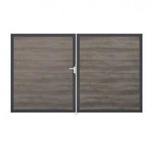 Groja BasicLine Steckzaun Doppeltor DIN Rechts Sonderbreite H:180cm Monument Oak  DB703