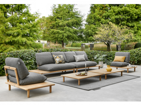 Apple Bee Sling 2-Sitzer Sofa Ablage links ca. 175cm Teakholz Grau