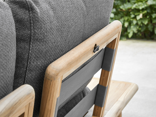 Apple Bee Sling 2-Sitzer Sofa Ablage links ca. 175cm Teakholz Grau