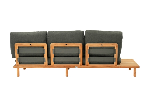 Apple Bee Sling 3-Sitzer Sofa 242cm, Ablage rechts, Teak Kissen grau