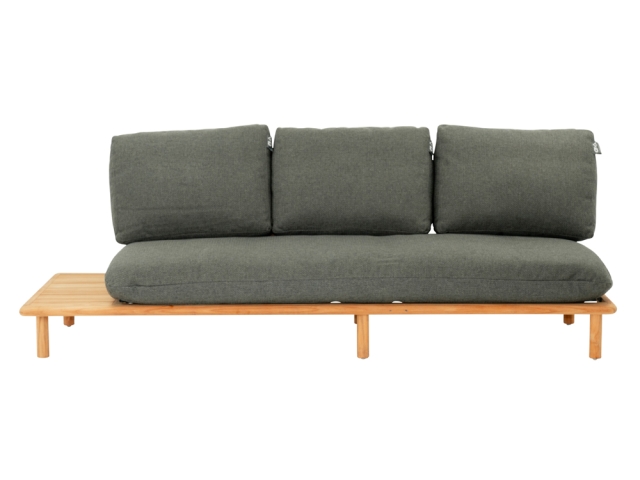 Apple Bee Sling 3-Sitzer Sofa 242cm, Ablage rechts, Teak Kissen grau