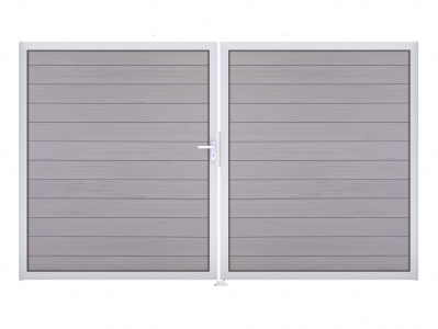 GrojaSolid BPC Steckzaun Doppeltor DIN Rechts Sonderbreite H:180cm BiColor sand EV1