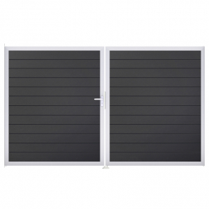 Groja BasicLine Steckzaun schmal Doppeltor DIN Rechts Sonderbreite H:180cm anthrazitgrau EV1