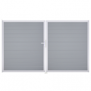 Groja BasicLine Steckzaun schmal Doppeltor DIN Rechts Sonderbreite H:180cm silbergrau EV1
