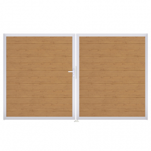 Groja BasicLine Steckzaun schmal Doppeltor DIN Rechts Sonderbreite H:180cm Asteiche natur EV1