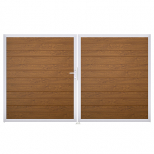 Groja BasicLine Steckzaun schmal DIN Rechts Doppeltor Sonderbreite H:180cm Golden Oak EV1