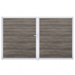 Groja BasicLine Steckzaun schmal Doppeltor DIN Rechts Sonderbreite H:180cm Monument Oak  EV1