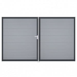 Groja BasicLine Steckzaun schmal Doppeltor DIN Rechts Sonderbreite H:180cm silbergrau DB703