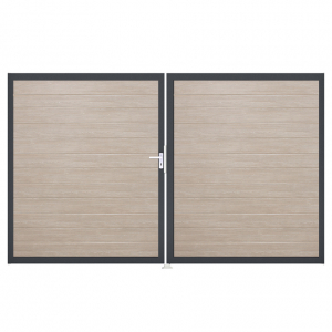 Groja BasicLine Steckzaun schmal Doppeltor DIN Rechts Sonderbreite H:180cm Sheffield Oak DB703
