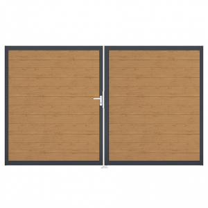 Groja BasicLine Steckzaun schmal Doppeltor DIN Rechts Sonderbreite H:180cm Asteiche natur DB703