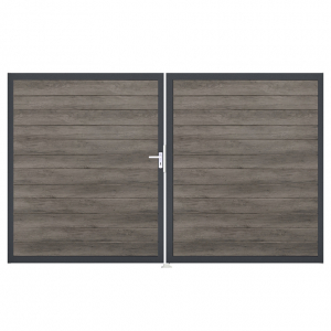 Groja BasicLine Steckzaun schmal Doppeltor DIN Rechts Sonderbreite H:180cm Monument Oak  DB703