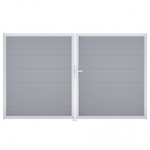 Groja BasicLine Steckzaun schmal Doppeltor DIN Links Sonderbreite H:180cm silbergrau EV1