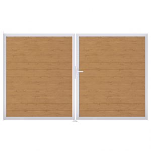 Groja BasicLine Steckzaun schmal Doppeltor DIN Links Sonderbreite H:180cm Asteiche natur EV1
