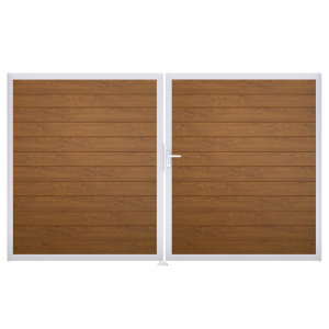 Groja BasicLine Steckzaun schmal DIN Links Rechts Doppeltor Sonderbreite H:180cm Golden Oak EV1