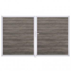Groja BasicLine Steckzaun schmal Doppeltor DIN Links Sonderbreite H:180cm Monument Oak  EV1