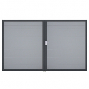 Groja BasicLine Steckzaun schmal Doppeltor DIN Links Sonderbreite H:180cm silbergrau DB703