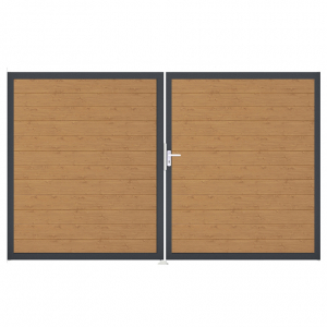 Groja BasicLine Steckzaun schmal Doppeltor DIN Links Sonderbreite H:180cm Asteiche natur DB703
