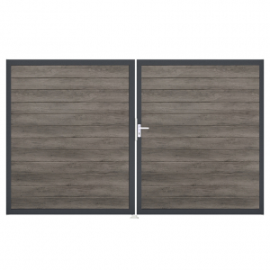 Groja BasicLine Steckzaun schmal Doppeltor DIN Links Sonderbreite H:180cm Monument Oak  DB703