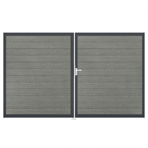 Groja BasicLine Steckzaun schmal Doppeltor DIN Links Sonderbreite H:180cm Grey Ash Cut DB703