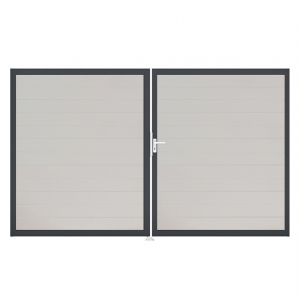 Groja BasicLine Steckzaun schmal Doppeltor DIN Links Sonderbreite H:180cm weiss DB703