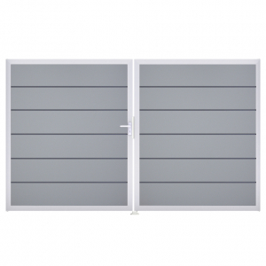 Groja BasicLine Steckzaun Premium Doppeltor DIN Rechts Sonderbreite H:180cm silbergrau EV1