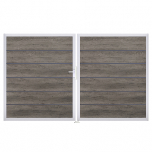 Groja BasicLine Steckzaun Premium Doppeltor DIN Rechts Sonderbreite H:180cm Monument Oak  EV1