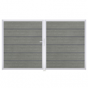 Groja BasicLine Steckzaun Premium Doppeltor DIN Rechts Sonderbreite H:180cm Grey Ash Cut EV1