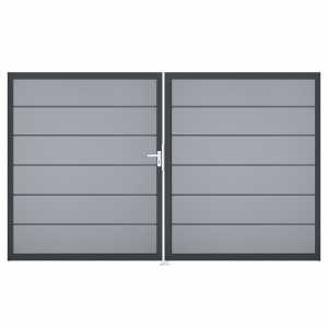 Groja BasicLine Steckzaun Premium Doppeltor DIN Rechts Sonderbreite H:180cm silbergrau DB703