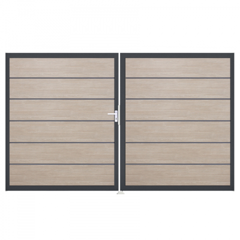 Groja BasicLine Steckzaun Premium Doppeltor DIN Rechts Sonderbreite H:180cm Sheffield Oak DB703