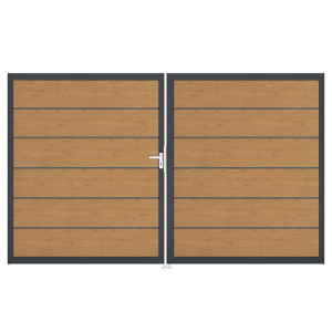 Groja BasicLine Steckzaun Premium Doppeltor DIN Rechts Sonderbreite H:180cm Asteiche natur DB703