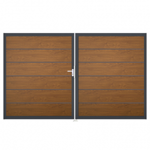 Groja BasicLine Steckzaun Premium Doppeltor DIN Rechts Sonderbreite H:180cm Golden Oak  DB703