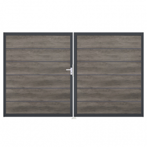 Groja BasicLine Steckzaun Premium Doppeltor DIN Rechts Sonderbreite H:180cm Monument Oak  DB703