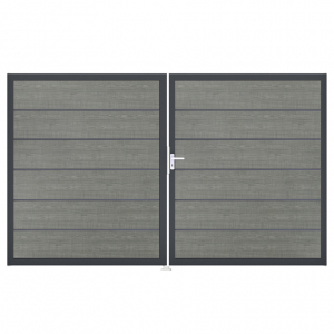 Groja BasicLine Steckzaun Premium Doppeltor DIN Rechts Sonderbreite H:180cm Grey Ash Cut DB703