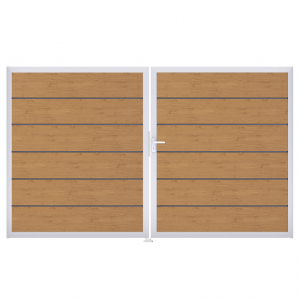 Groja BasicLine Steckzaun Premium Doppeltor DIN Links Sonderbreite H:180cm Asteiche natur EV1