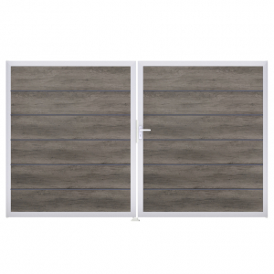 Groja BasicLine Steckzaun Premium Doppeltor DIN Links Sonderbreite H:180cm Monument Oak  EV1