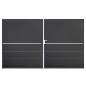 Groja BasicLine Steckzaun Premium Doppeltor DIN Links Sonderbreite H:180cm anthrazitgrau DB703