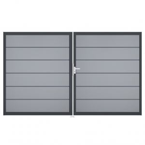 Groja BasicLine Steckzaun Premium Doppeltor DIN Links Sonderbreite H:180cm silbergrau DB703