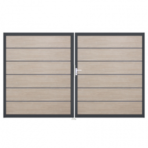 Groja BasicLine Steckzaun Premium Doppeltor DIN Links Sonderbreite H:180cm Sheffield Oak DB703