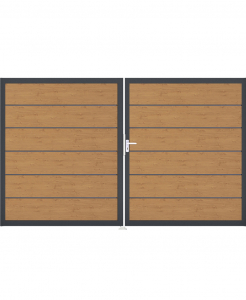 Groja BasicLine Steckzaun Premium Doppeltor DIN Links Sonderbreite H:180cm Asteiche natur DB703